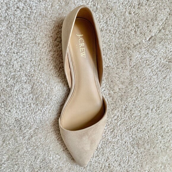 New J. Crew Factory Sueded Zoe D'Orsay Flats, Tan, Women's Size 8 - Picture 7 of 15